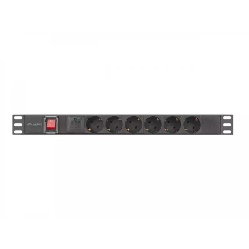 PDU Lanberg PDU-06F-0200-BK 6 saídas AC 1U preta