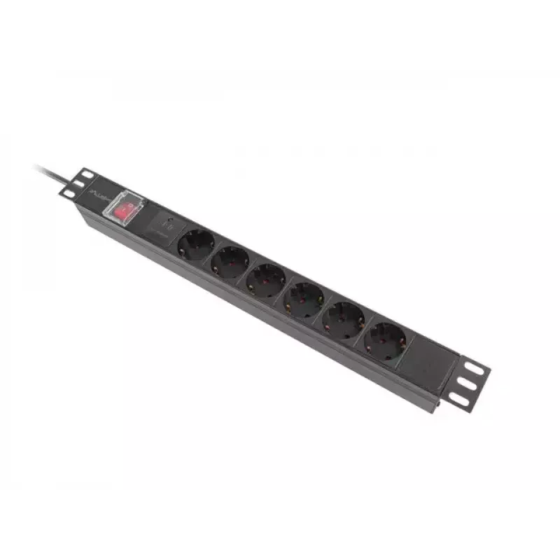 PDU Lanberg PDU-06F-0200-BK 6 saídas AC 1U preta