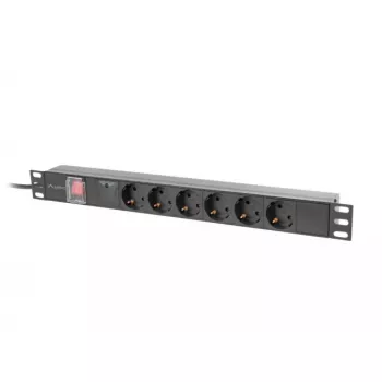 PDU Lanberg PDU-06F-0200-BK 6 saídas AC 1U preta