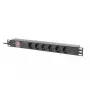PDU Lanberg PDU-06F-0200-BK 6 saídas AC 1U preta