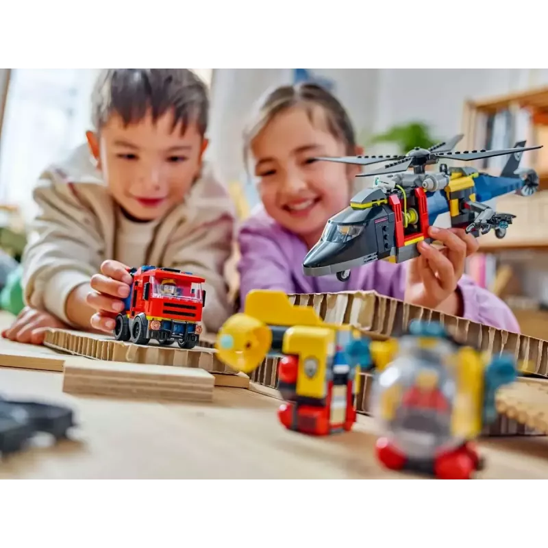 Brinquedo de construção LEGO City conjunto combinado 60462 — Helicóptero e carro de bombeiros, 874 peças, 3 minifiguras, idade 7+