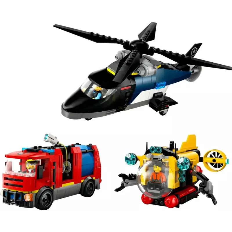 Brinquedo de construção LEGO City conjunto combinado 60462 — Helicóptero e carro de bombeiros, 874 peças, 3 minifiguras, idade 7+