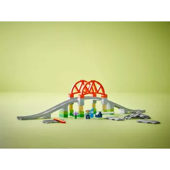 LEGO DUPLO Ponte ferroviária e carris conjunto de expansão 10426 – Ponte ferroviária DUPLO e carris curvos para crianças pequenas