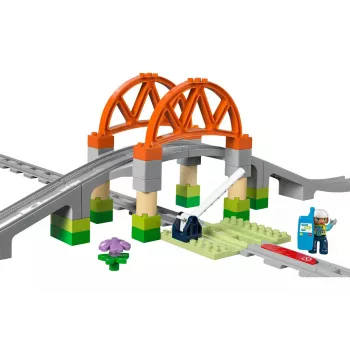 LEGO DUPLO Ponte ferroviária e carris conjunto de expansão 10426 – Ponte ferroviária DUPLO e carris curvos para crianças pequenas