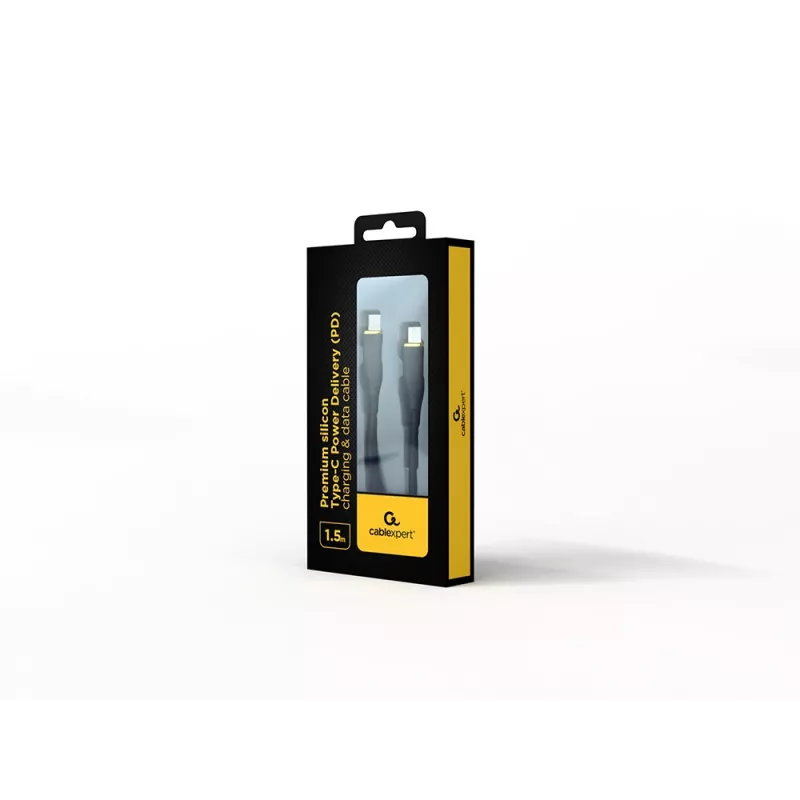 Cabo de carregamento e dados de silicone Premium Type-C Power Delivery (PD) GEMBIRD, 1,5 m - preto