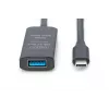 Cabo de extensão USB-C ativo DIGITUS – 5G USB 3.2 Gen1 USB-C – USB-A (M/F) – 10 m