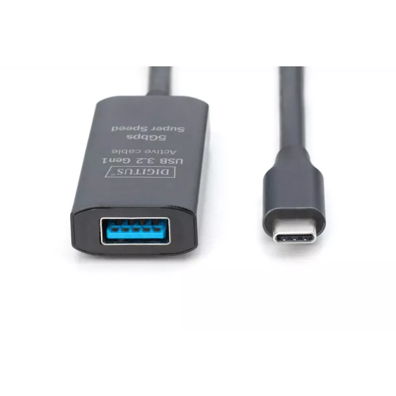 Cabo de extensão USB-C ativo DIGITUS – 5G USB 3.2 Gen1 USB-C – USB-A (M/F) – 10 m