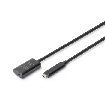 Cabo de extensão USB-C ativo DIGITUS – 10G USB 3.2 Gen2 USB-C – USB-C (M/F) – 5 m