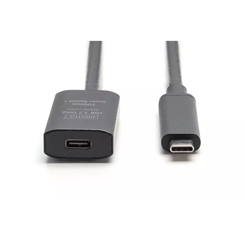 Cabo de extensão USB-C ativo DIGITUS – 10G USB 3.2 Gen2 USB-C – USB-C (M/F) – 5 m