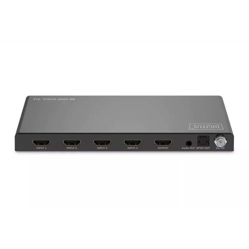 Comutador HDMI 4x1 DIGITUS - 8K/60Hz (4:4:4), Toslink, estéreo, controlo EDID