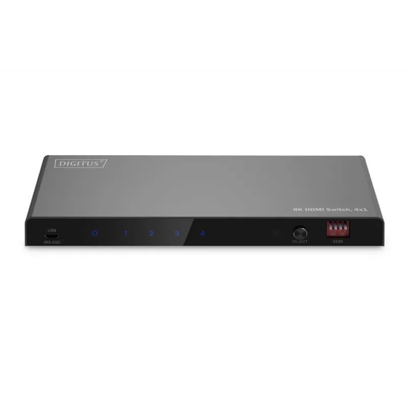 Comutador HDMI 4x1 DIGITUS - 8K/60Hz (4:4:4), Toslink, estéreo, controlo EDID