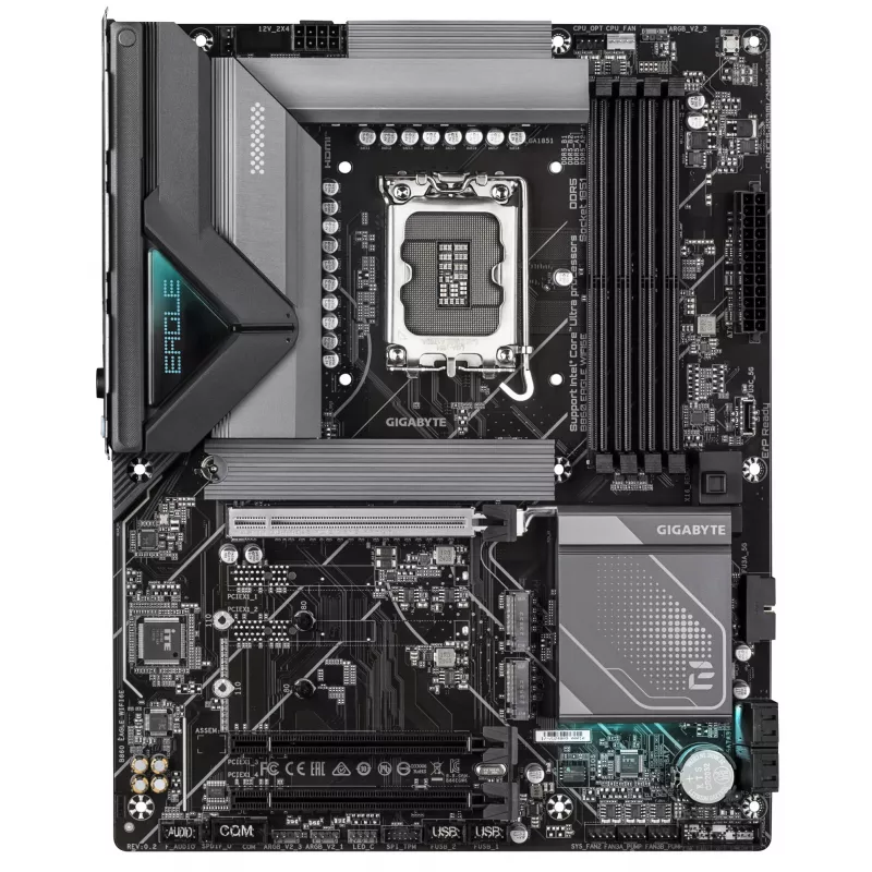 GIGABYTE B860 EAGLE WIFI6E Placa-mãe - CPUs Intel Core Ultra Series, VRM 12+1+2+1 fases, até 9066 MHz DDR5, 1xPCIe 5.0 + 2xPCIe 4.0 M.2, 2,5 GbE LAN, WIFI 6E, USB 3.2 Gen 2x2