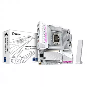 Placa-mãe GIGABYTE B860M AORUS ELITE WF6E ICE, Intel Core Ultra, LGA 1851, Micro ATX