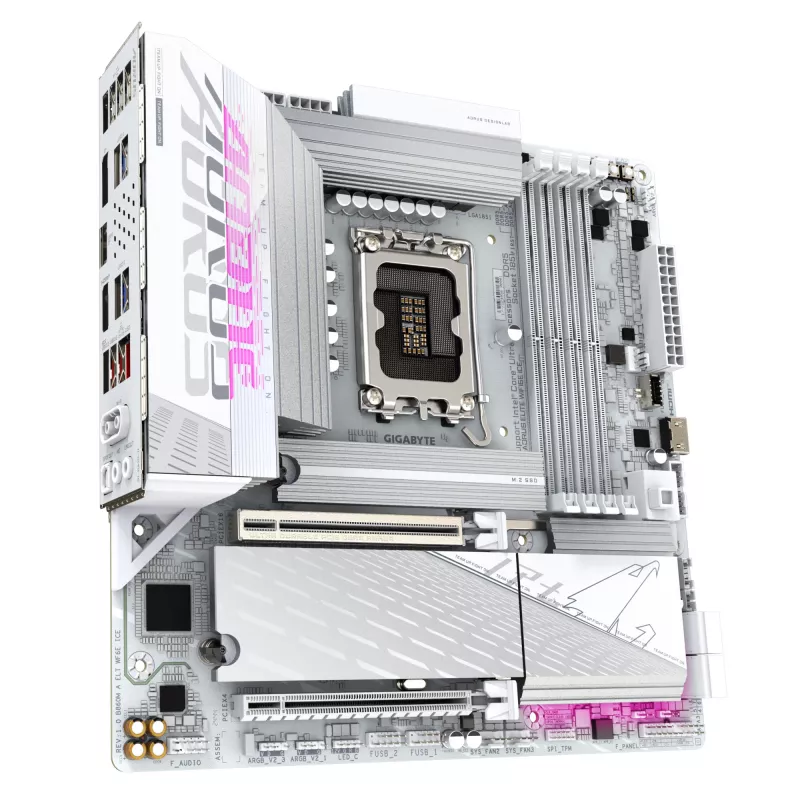 Placa-mãe GIGABYTE B860M AORUS ELITE WF6E ICE, Intel Core Ultra, LGA 1851, Micro ATX