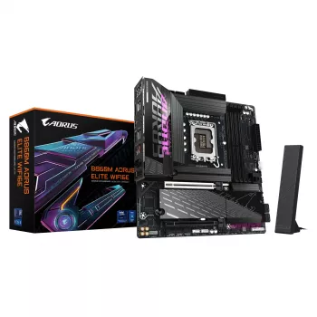 GIGABYTE B860M AORUS ELITE WIFI6E Placa-mãe - CPUs Intel Core Ultra Series, VRM 12+1+2+1 fases, até 9200 MHz DDR5, 1xPCIe 5.0 + 2xPCIe 4.0 M.2, 2,5 GbE LAN, WIFI 6E, Thunderbolt