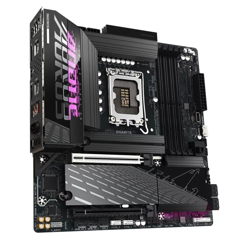 GIGABYTE B860M AORUS ELITE WIFI6E Placa-mãe - CPUs Intel Core Ultra Series, VRM 12+1+2+1 fases, até 9200 MHz DDR5, 1xPCIe 5.0 + 2xPCIe 4.0 M.2, 2,5 GbE LAN, WIFI 6E, Thunderbolt