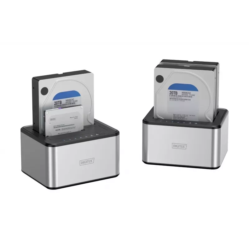 DIGITUS Docking station SATA USB 3.0 – 2 portas 2,5 polegadas/3,5 polegadas SSD/HDD função de clonagem