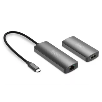 DIGITUS Conjunto extensor de vídeo USB-C - HDMI 4K/120Hz CAT6 30m