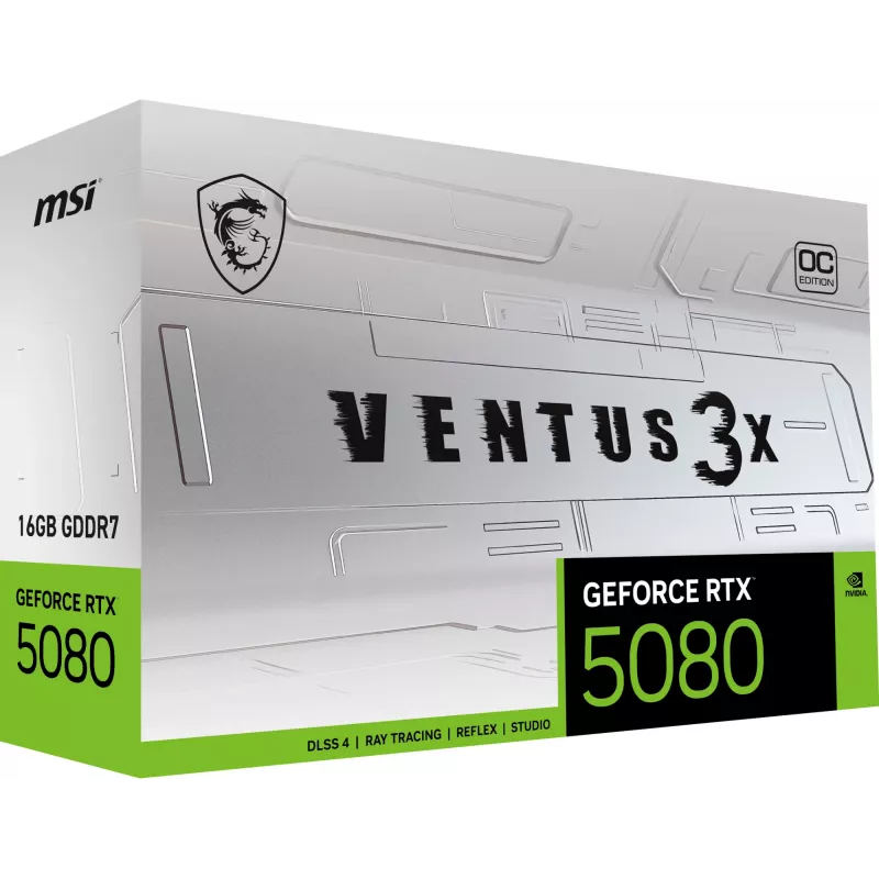 Placa gráfica MSI GeForce RTX 5080 16GB GDDR7, PCIe 5.0, 256-Bit, 303 mm, 360W, 3xDP 1xHDMI, Branco