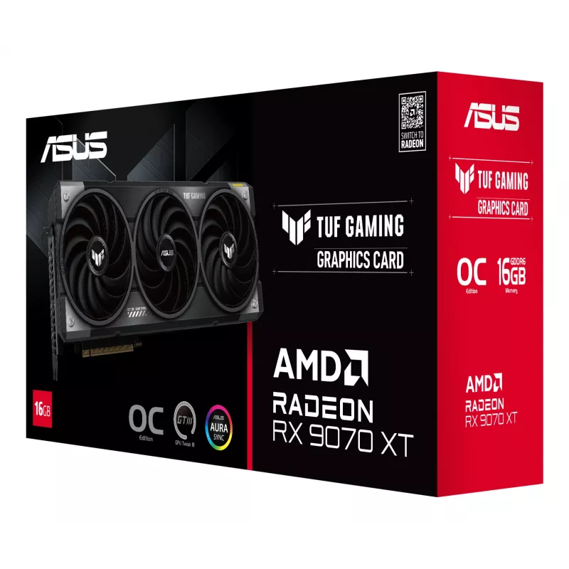 Placa gráfica ASUS Radeon RX 9070 XT, 16 GB GDDR6, PCIe 5.0, 256-Bit, 3060 MHz Boost