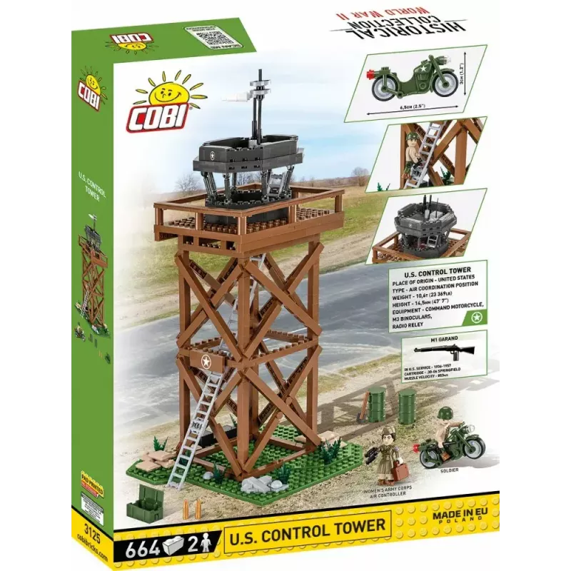 Conjunto de construção Cobi Blocks torre de controlo 664 peças modelo COBI-3125