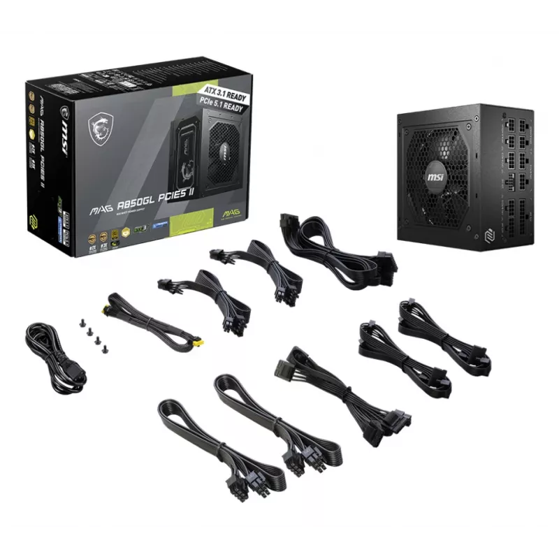 Fonte de alimentação MSI MAG A850GL PCIE5 II 850 W 20+4 pin ATX ATX preto