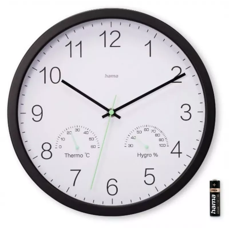 Relógio de quartzo Hama Santorini redondo preto, branco