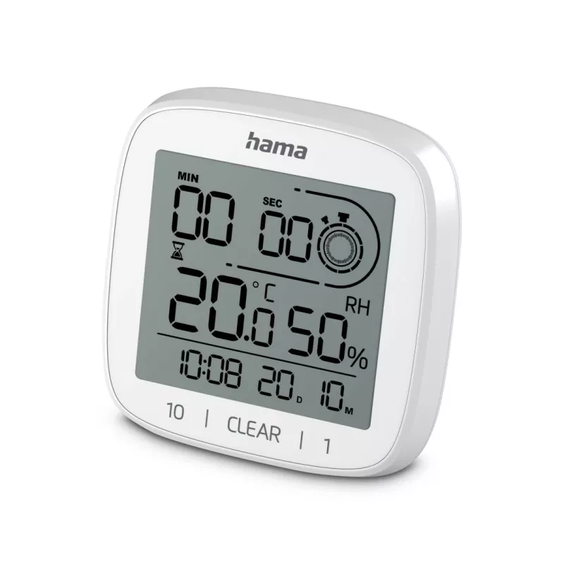 Relógio digital Hama 00185893 quadrado branco parede/mesa pilha AAA