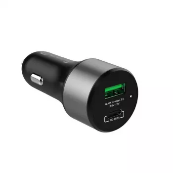 Carregador de automóvel Crong CRG-PWRC-USBC63-BLK carregamento rápido smartphone smartwatch