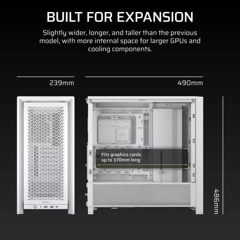 Caixa mid-tower CORSAIR Midi Frame 4000d branca