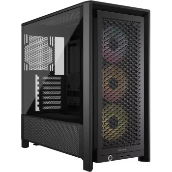 Caixa para PC CORSAIR FRAME 4000D RS ARGB Midi Tower preta — ATX/Micro-ATX/Mini-ITX, vidro temperado, ventoinha ARGB, até 370 mm GPU
