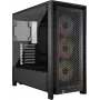 Caixa para PC CORSAIR FRAME 4000D RS ARGB Midi Tower preta — ATX/Micro-ATX/Mini-ITX, vidro temperado, ventoinha ARGB, até 370 mm GPU