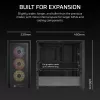Caixa para PC CORSAIR FRAME 4000D RS ARGB Midi Tower preta — ATX/Micro-ATX/Mini-ITX, vidro temperado, ventoinha ARGB, até 370 mm GPU
