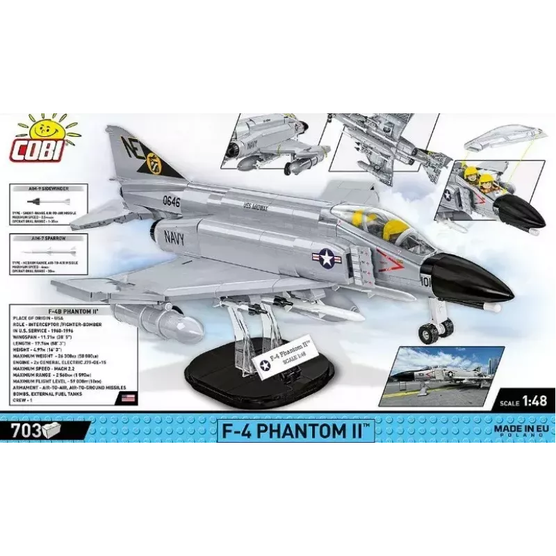 Cobi Blocks Armed Force F-4 Phantom II modelo, conjunto de construção de 703 peças