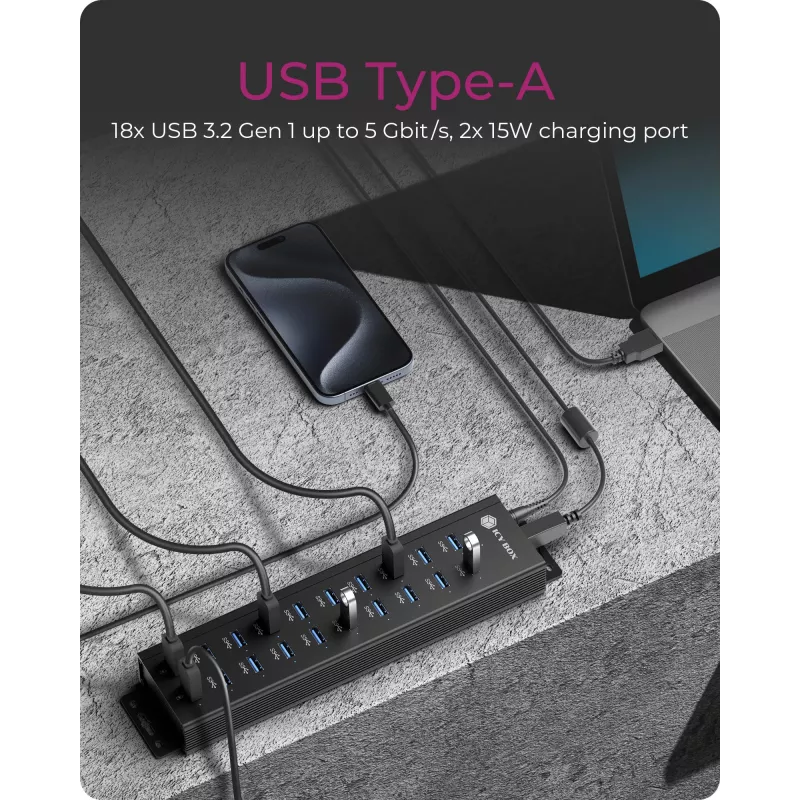 ICY BOX IB-HUB1720-U3 preto