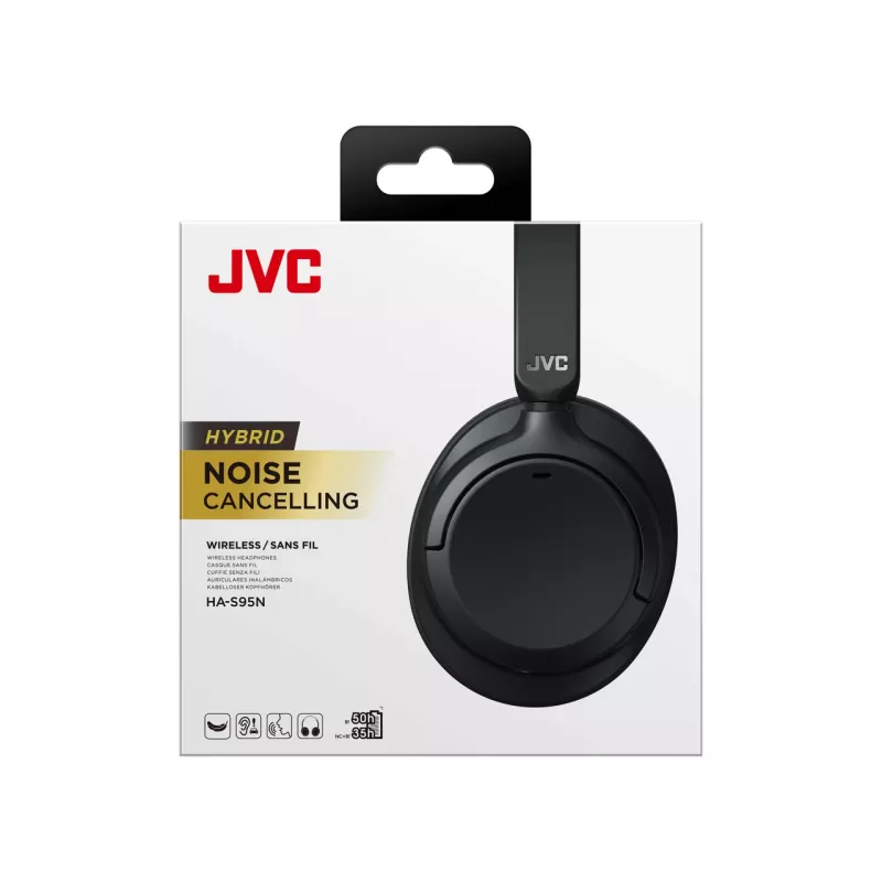 JVC HA-S95N Headset com fios e sem fios arco de cabeça chamadas/música Bluetooth preto