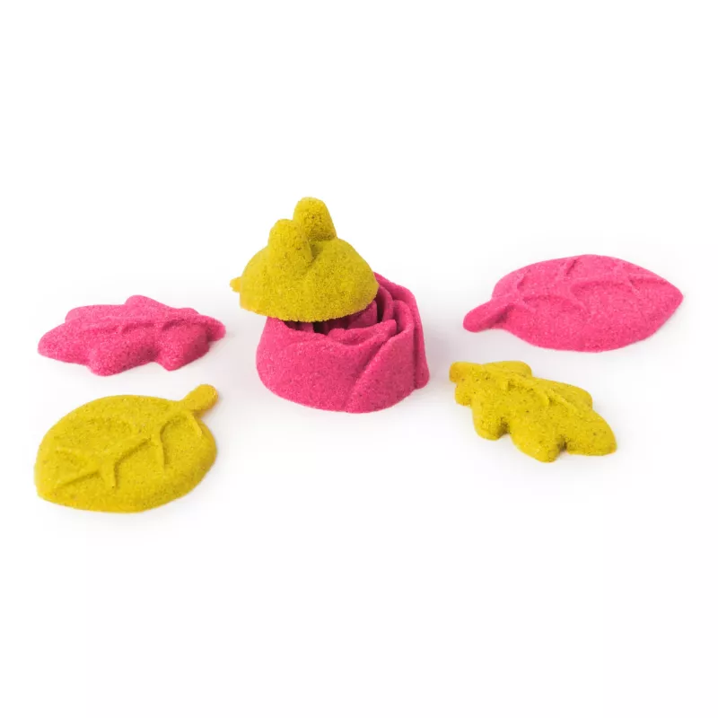 Kinetic Sand, SquishBlossom Blooming Flower, recheio para cestas de Páscoa, inclui 227 g de areia moldável amarela néon e rosa, vaso de flor e moldes, brinquedo sensorial para crianças