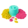 Kinetic Sand, SquishBlossom Blooming Flower, recheio para cestas de Páscoa, inclui 227 g de areia moldável amarela néon e rosa, vaso de flor e moldes, brinquedo sensorial para crianças