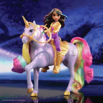 Boneca de moda Usorteret Unicorn Academy Sophia & Light Magic Wildstar com efeitos de luz arco-íris, pilhas LR44, 241 mm