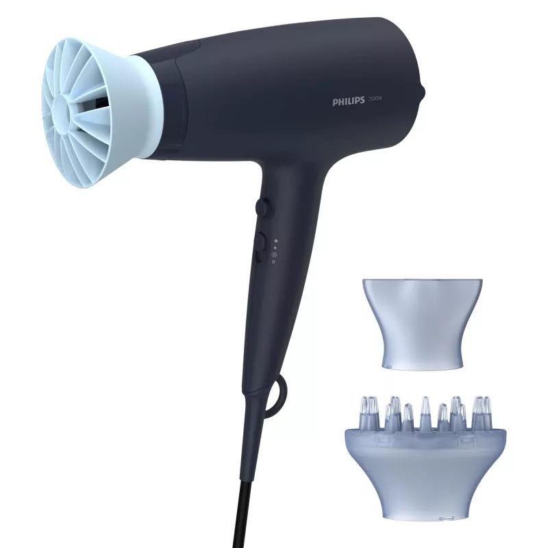 Secador de cabelo Philips 3000 series 3000 BHD360/20, DC, azul-escuro, argola de suspensão, 1,8 m, 2100 W, 220-240 V