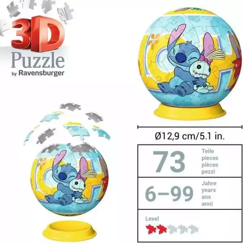 Ravensburger Puzzle 3D Ball Disney Stitch, 72 peças