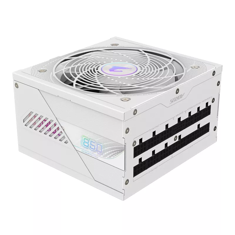 Fonte de alimentação GIGABYTE AORUS ELITE P850W 850W ATX 80 PLUS Platinum totalmente modular branca ventoinha 120mm
