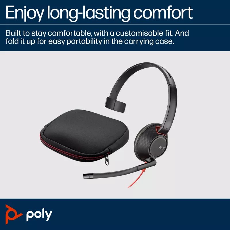 HP Poly Blackwire 5210 Headset monaural USB-C + ficha de 3,5 mm + adaptador USB-C/A