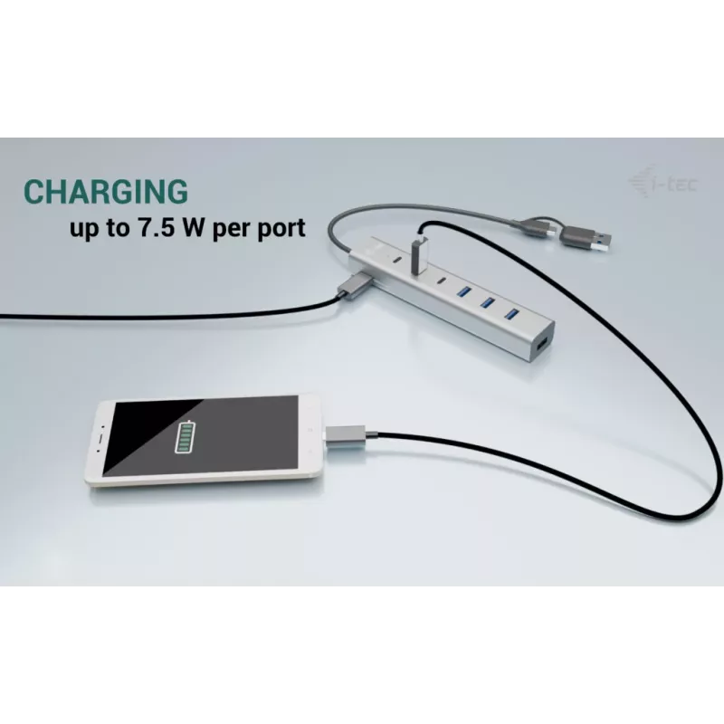 i-tec hub de carregamento em metal USB-C/USB-A 7 portas (3x USB-C, 4x USB-A)