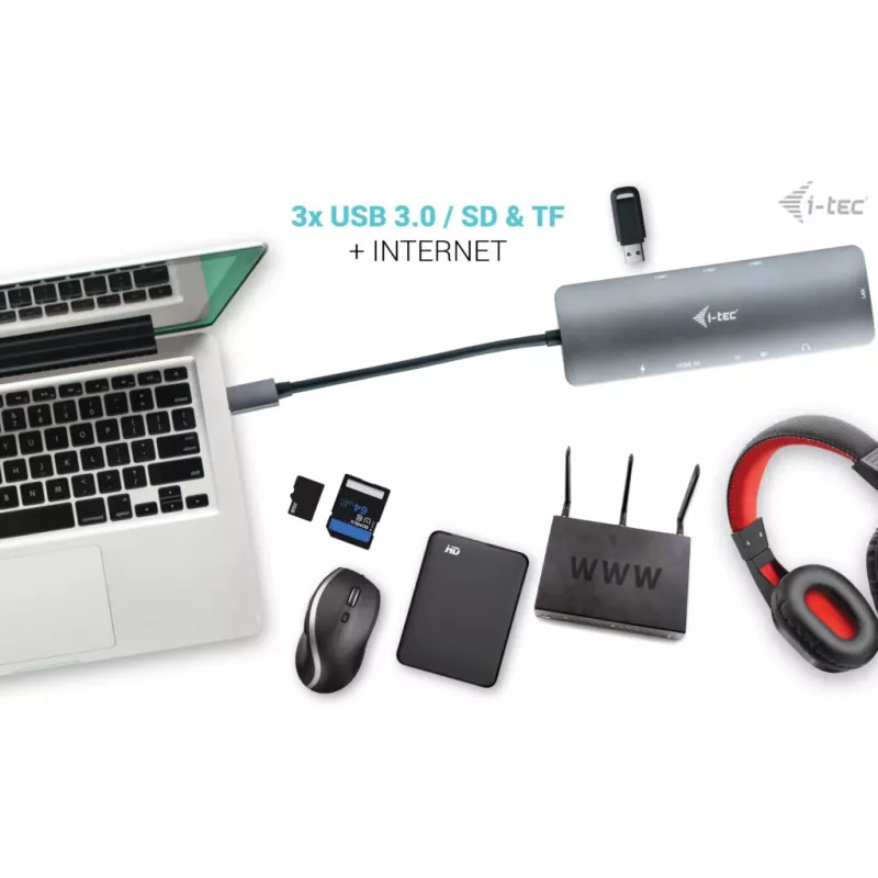 i-tec docking station nano em metal USB-C 4K HDMI LAN com Power Delivery 100 W + carregador universal 100 W