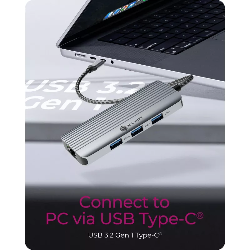 ICY BOX IB-DK4034a-CPD com fios USB 3.2 Gen 1 (3.1 Gen 1) Type-C alumínio, prateado