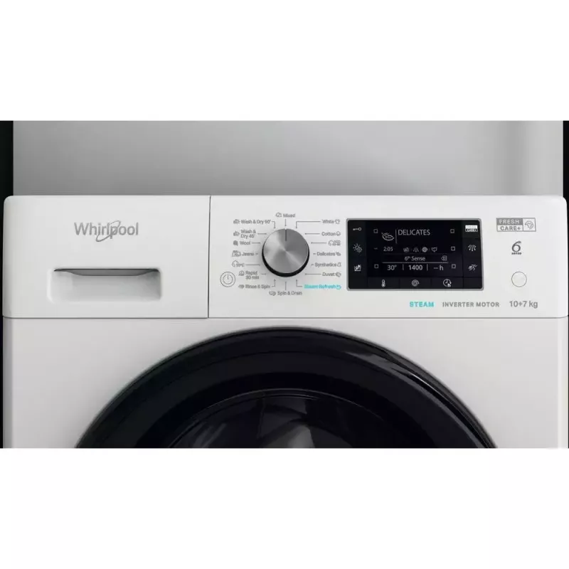 Máquina de lavar e secar roupa Whirlpool FFWDD1076258B de instalação livre carga frontal branco