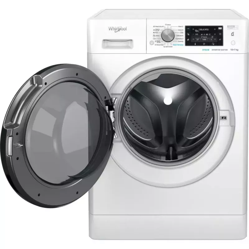 Máquina de lavar e secar roupa Whirlpool FFWDD1076258B de instalação livre carga frontal branco