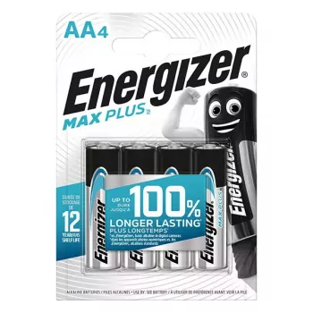 Pilha descartável Energizer Max Plus AA, alcalina, 1,5 V, alta capacidade, 4 unid., blister