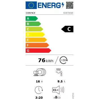 Máquina de lavar loiça de encastrar Gorenje GV673C65 14 conjuntos de louça aço inoxidável